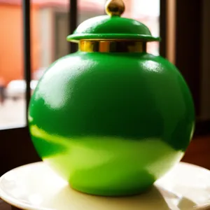 Teapot with Glass Cup and Spoon