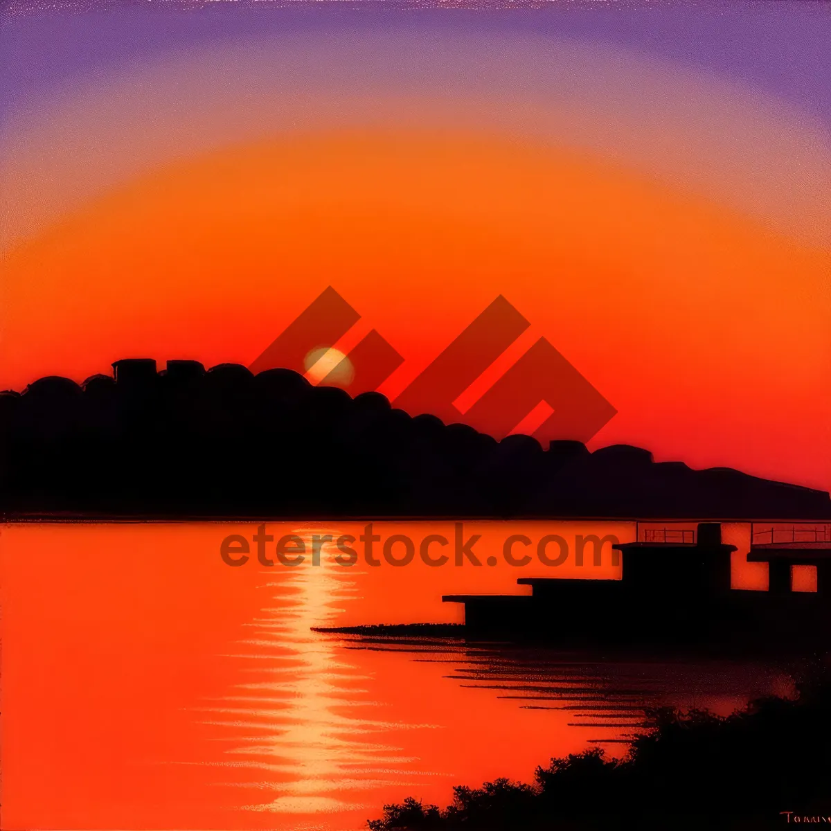 Picture of Majestic Sunset over Tranquil Waters