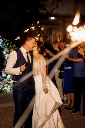 Stylish couple dancing at night club party