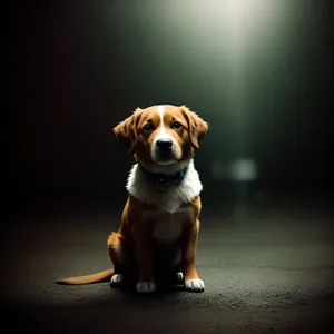 Adorable Beagle Puppy Sitting with Leash
