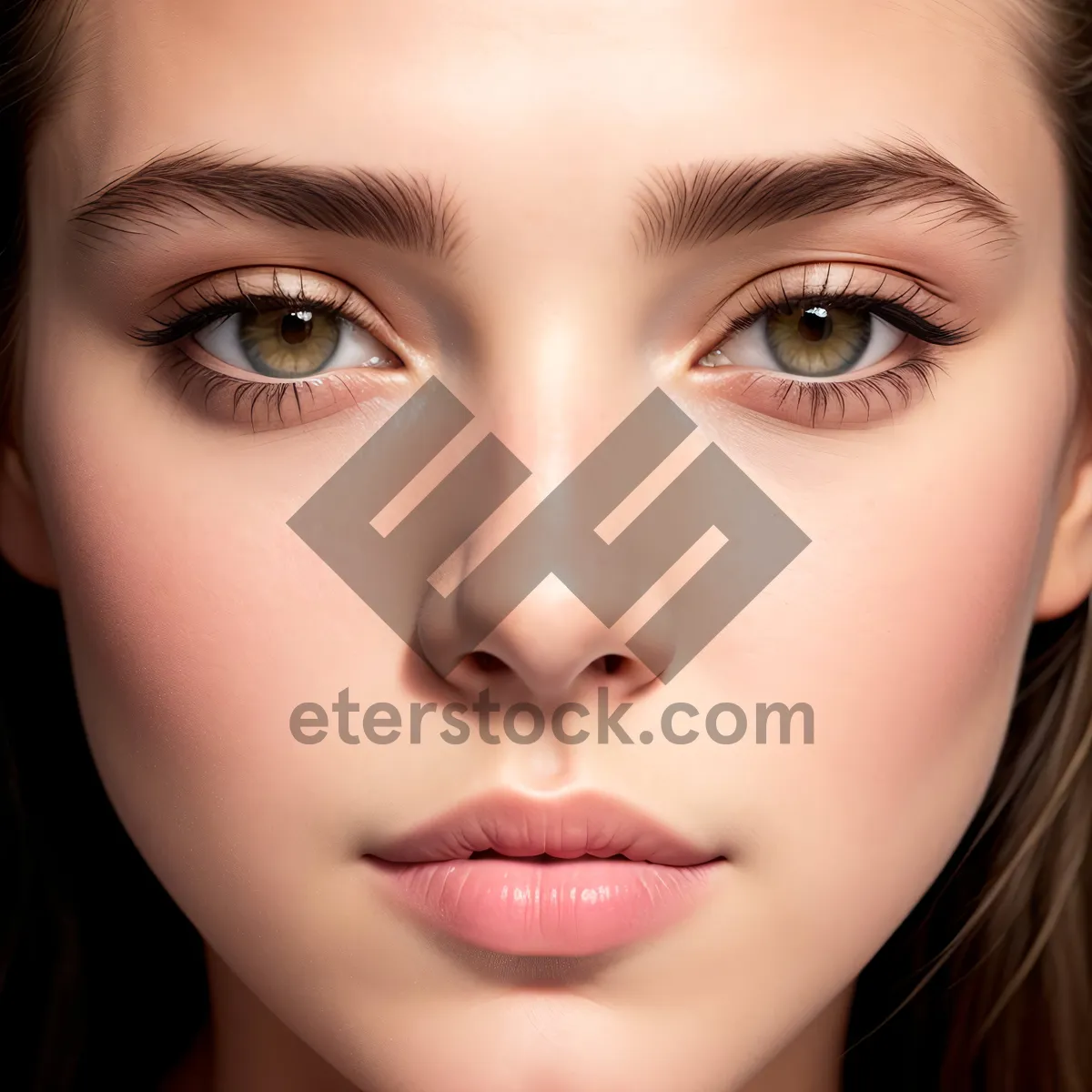 Picture of Gorgeous Beauty: Closeup of Attractive Model's Flawless Skin and Seductive Eyes