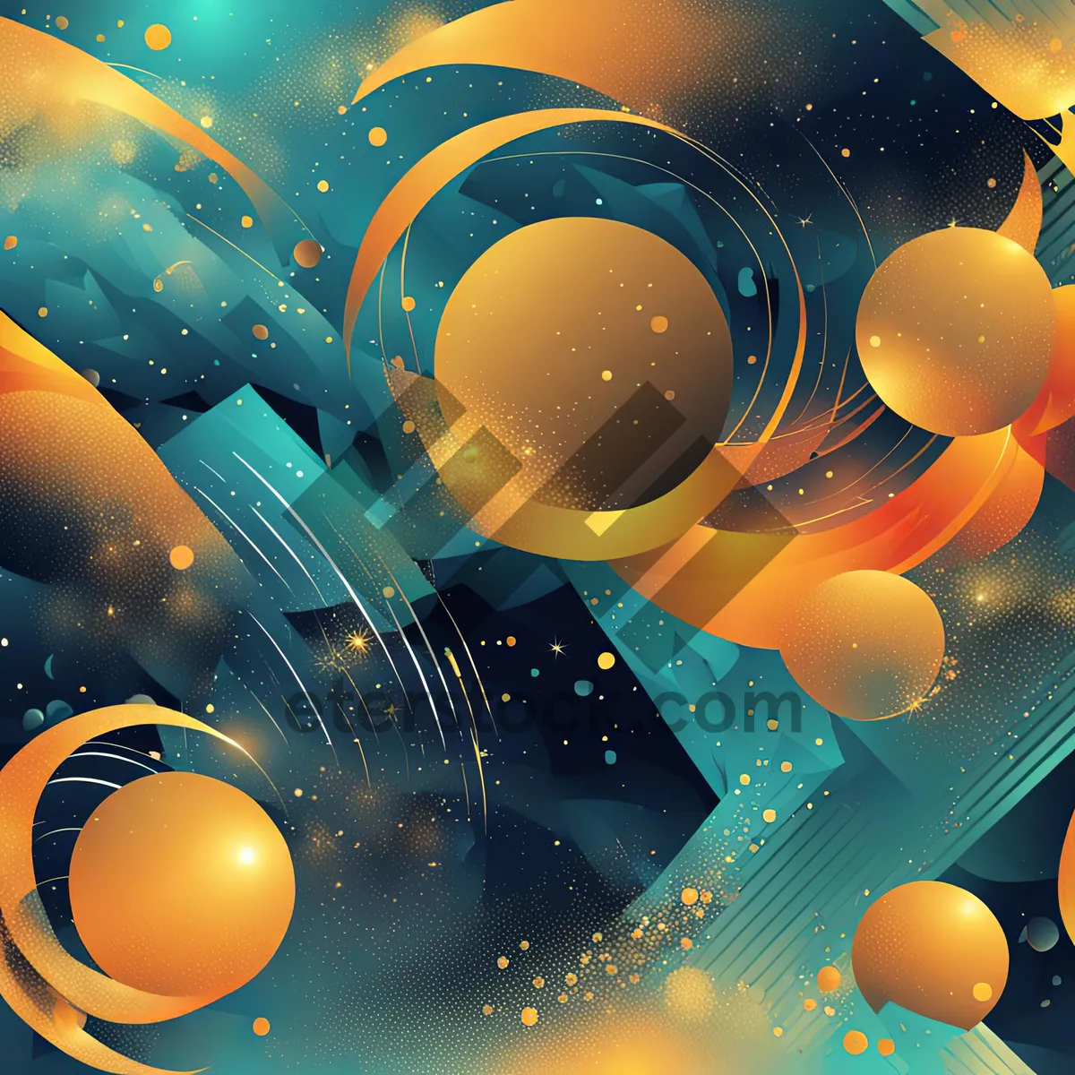 Picture of Bright Planet Orbiting Satellite in Space