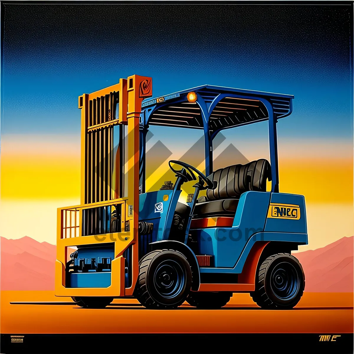 Picture of Yellow Tractor Loader in Industrial Construction Site