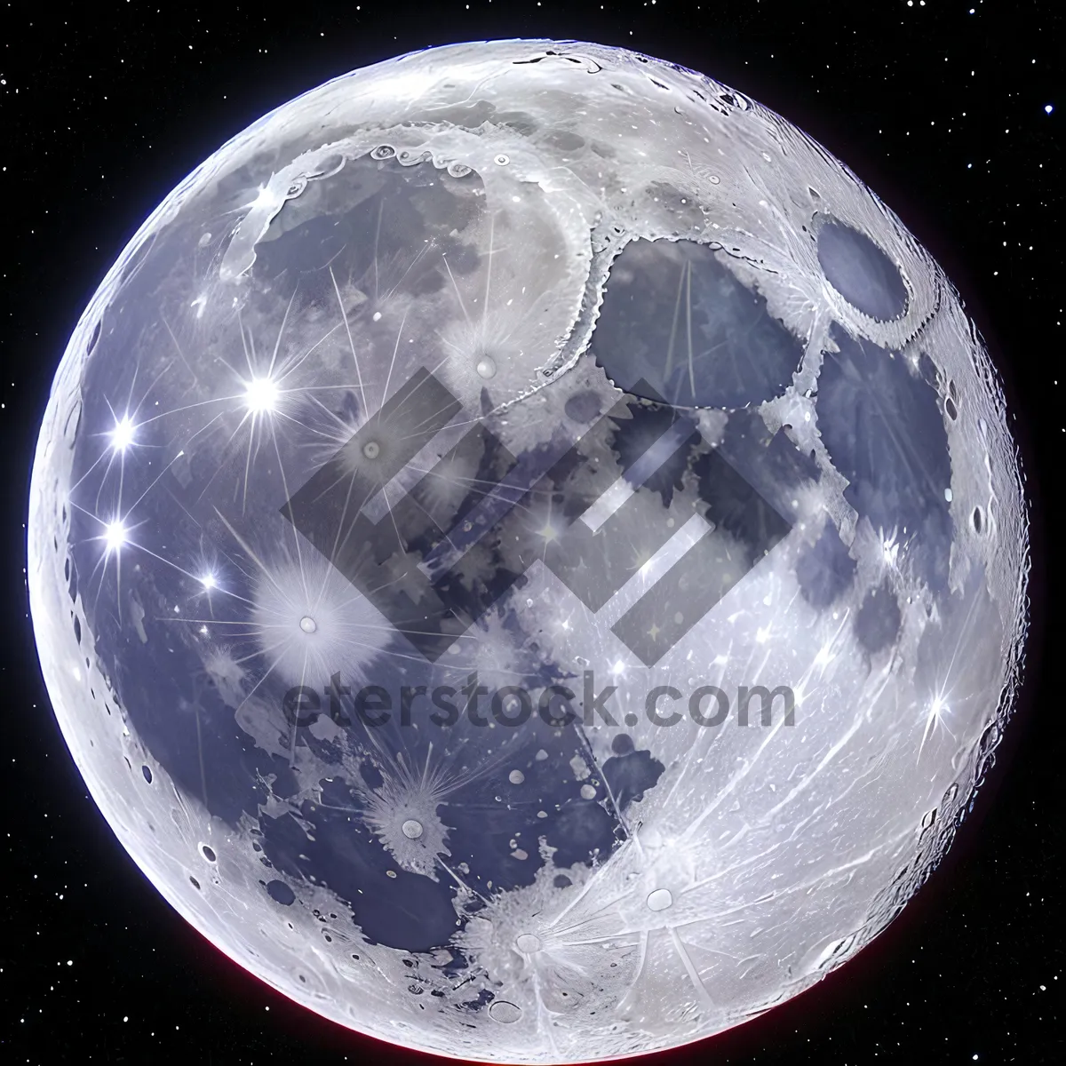 Picture of Orbiting Blue Sphere in Vast Celestial Space