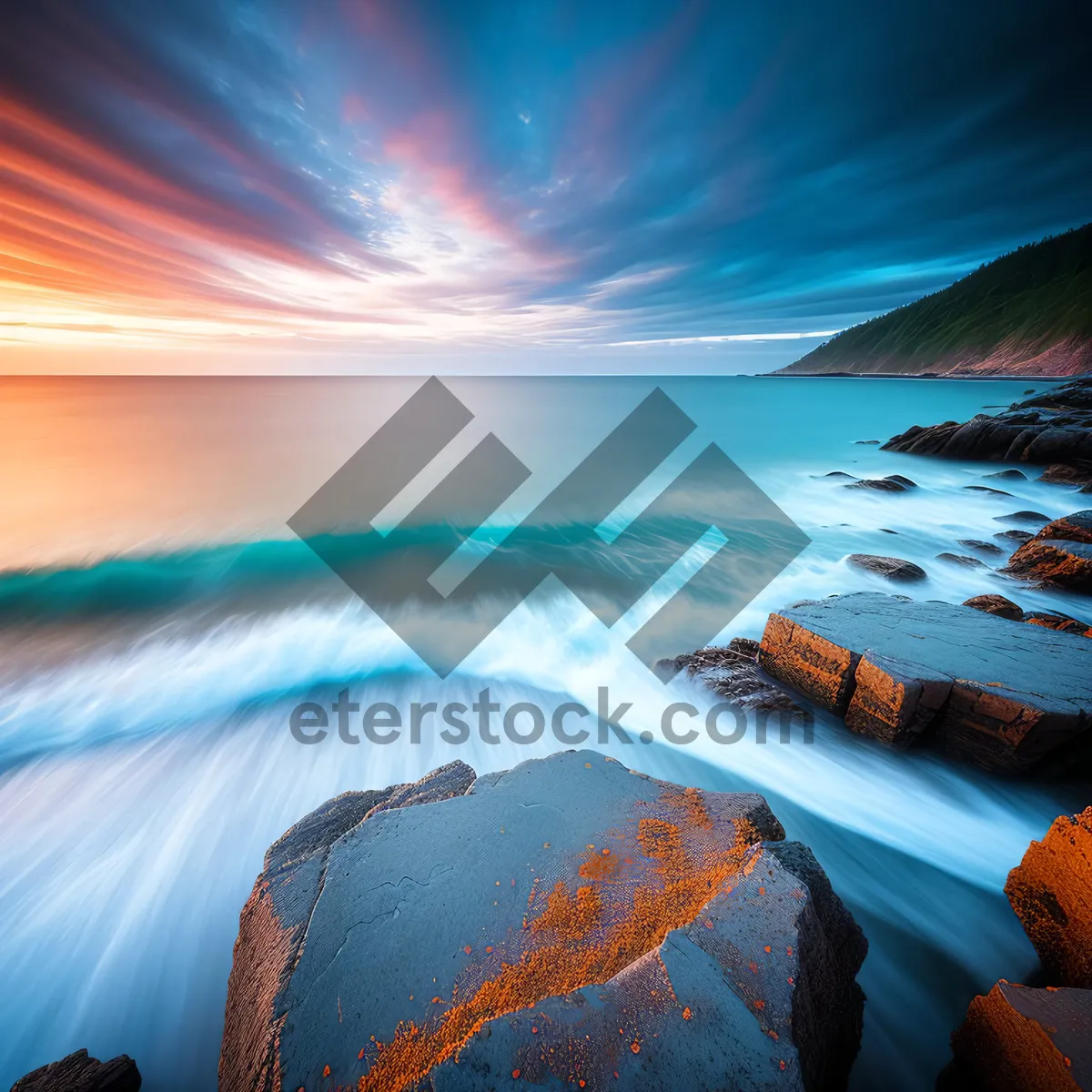Picture of Vibrant Sunset Seascape: Captivating Blend of Colors