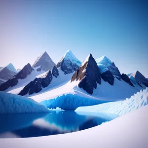 Majestic Snowy Glacier Peak in Winter Wonderland