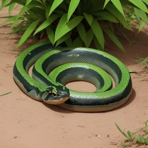 Green Mamba - Wild Reptile with Intense Gaze