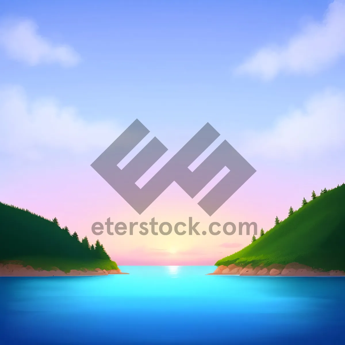 Picture of Serene Summer Sunset Over Lake