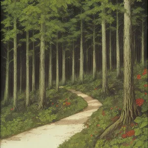 Serene Path through Summer Woodland