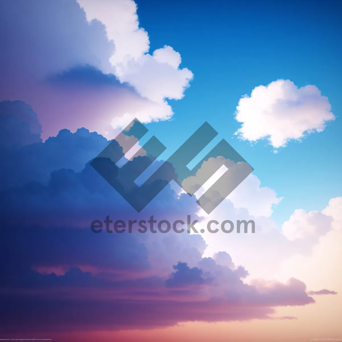 Picture of Vibrant Sky with Fluffy Clouds