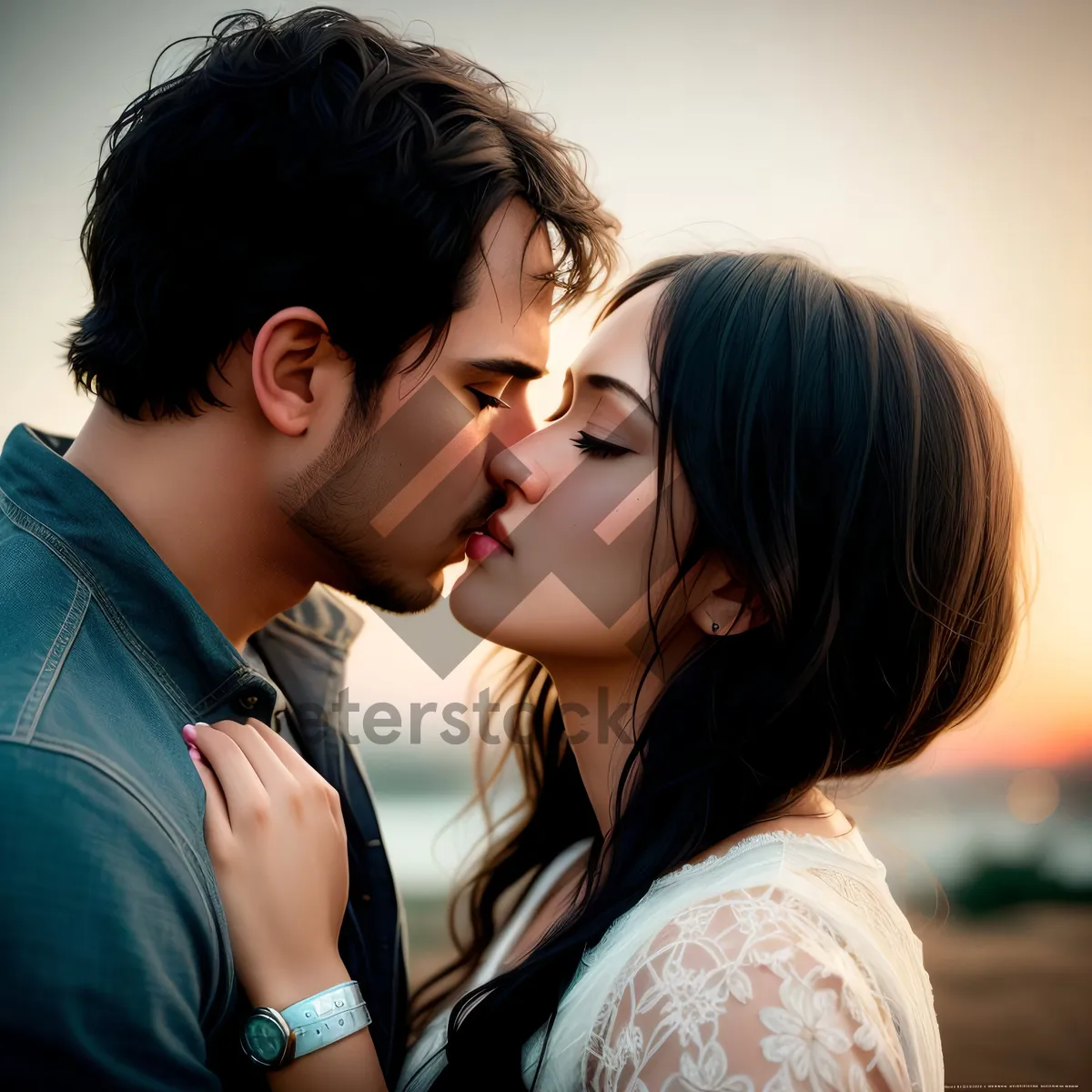 Picture of Smiling couple in a romantic embrace