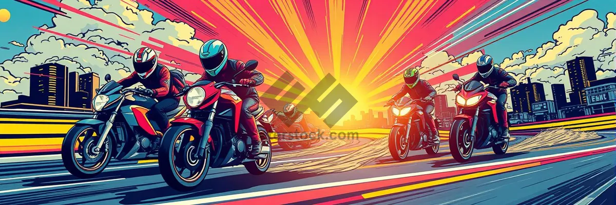 Picture of Silhouette of cyclist in graphic light design