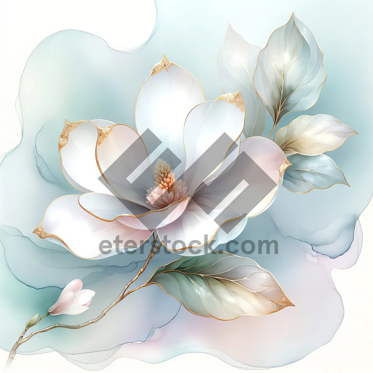 Picture of White Magnolia Blossom With Gilded Edge