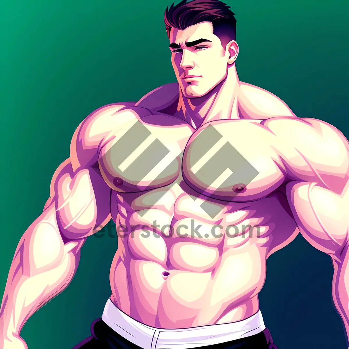 Picture of Stunning Moonlit Bodybuilder Pin-Up Art