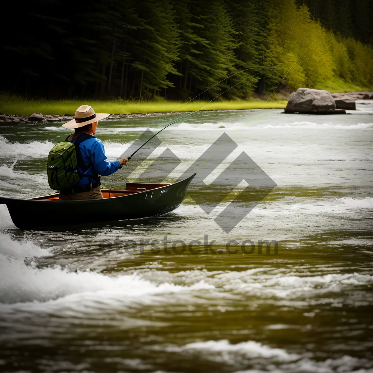 Picture of Serene Waterscape - Kayak paddling under the summer sky