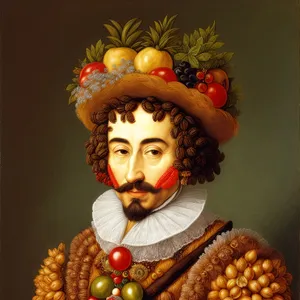 Cheerful Comedian Portrait with Date and Fruit