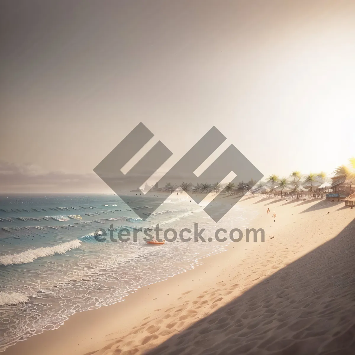 Picture of Serene Beachscape with Turquoise Waters and Clear Sky