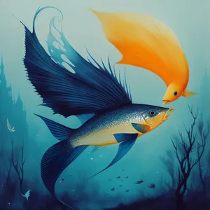 Wave Graphic Design: Fish Swimming in Ocean Waters