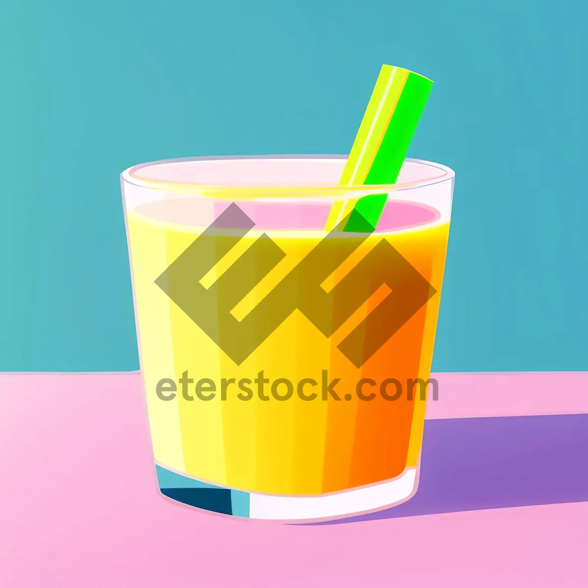 Picture of Sour Yellow Fruit Juice in Glass Cup