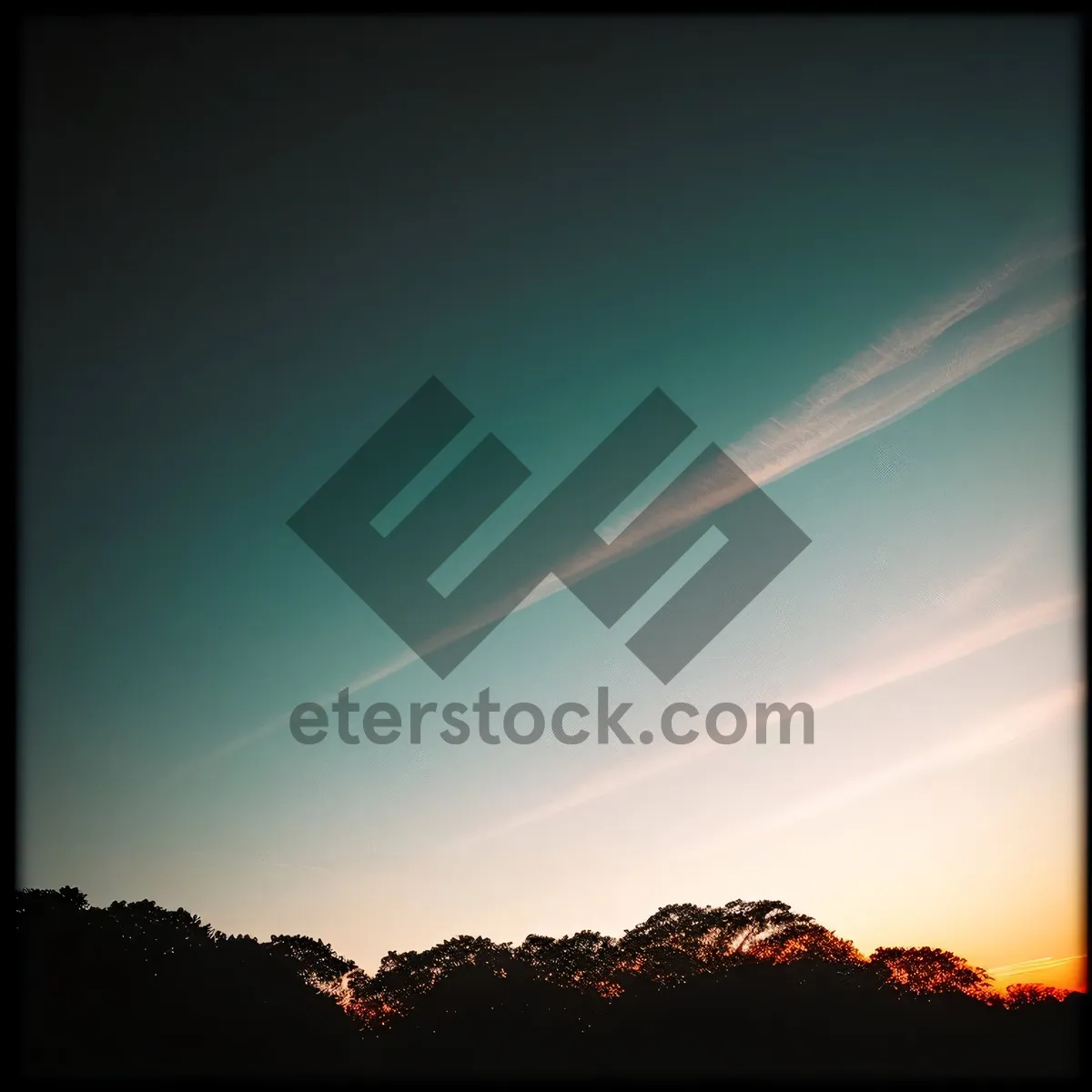 Picture of Sunset Silhouette: Majestic Skyline with Vibrant Hues
