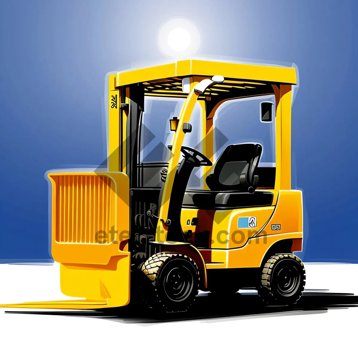 Picture of Yellow Construction Truck with Forklift and Cargo