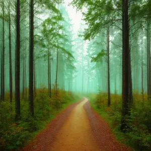 Serene Path through Sunlit Woods