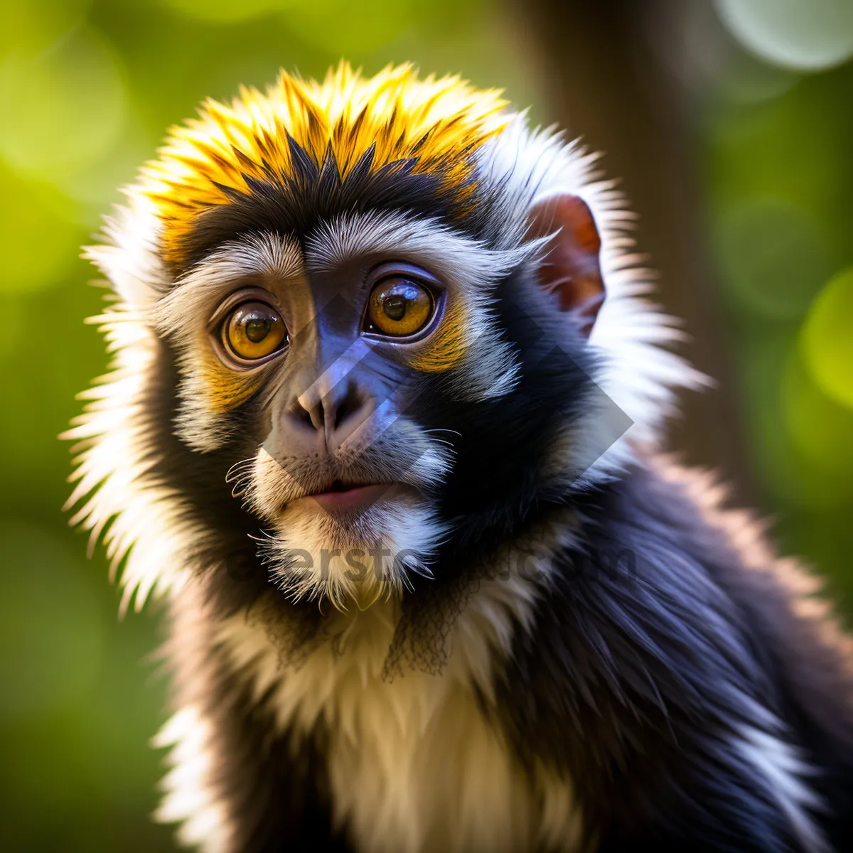 Picture of Playful baby monkey exploring wildlife with furry ape.