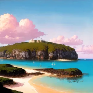 Sun-kissed Paradise: Tranquil Beachscape Beneath Azure Sky