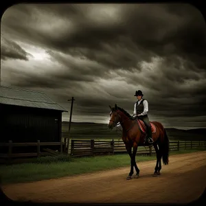 Equestrian Horseback Riding Sport on Ranch