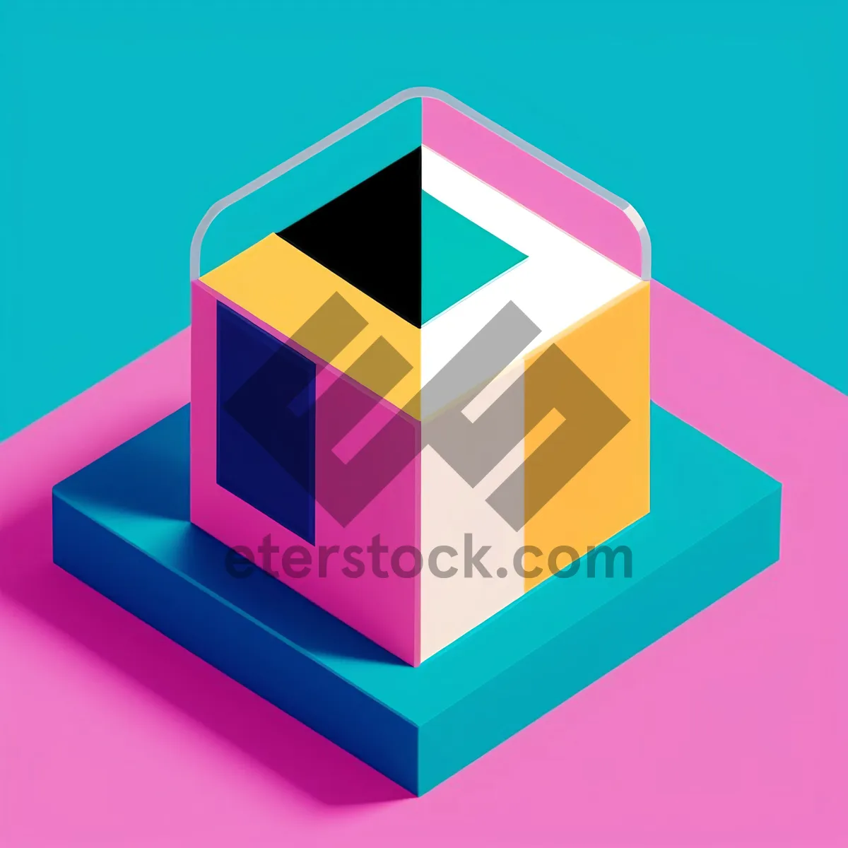 Picture of 3D Icon Set Box Shape Symbol
