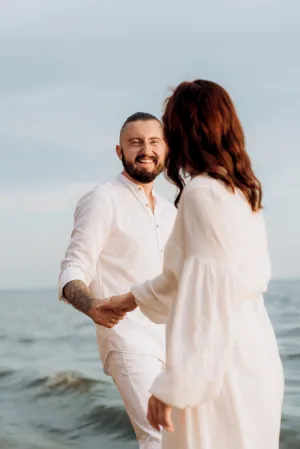 Happy Couple Enjoying Summer Beach Vacation Together