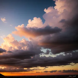 Golden Horizon at Twilight over the Sea