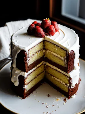 Delicious Berry Cake with Chocolate Sauce