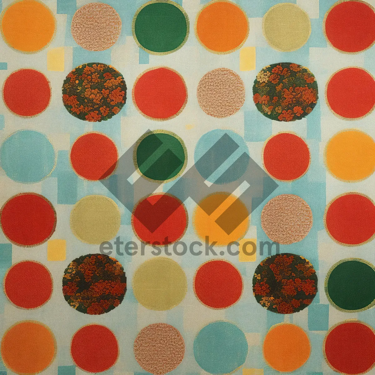 Picture of Colorful Polka Dot Retro Pattern Design Wallpaper