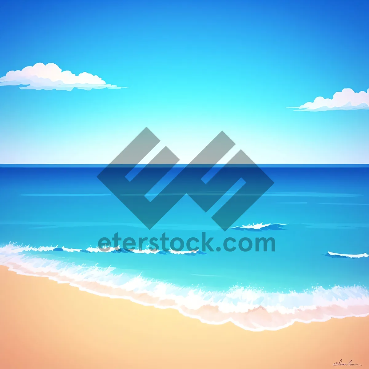 Picture of Serene Summer Seascape under Clear Blue Sky