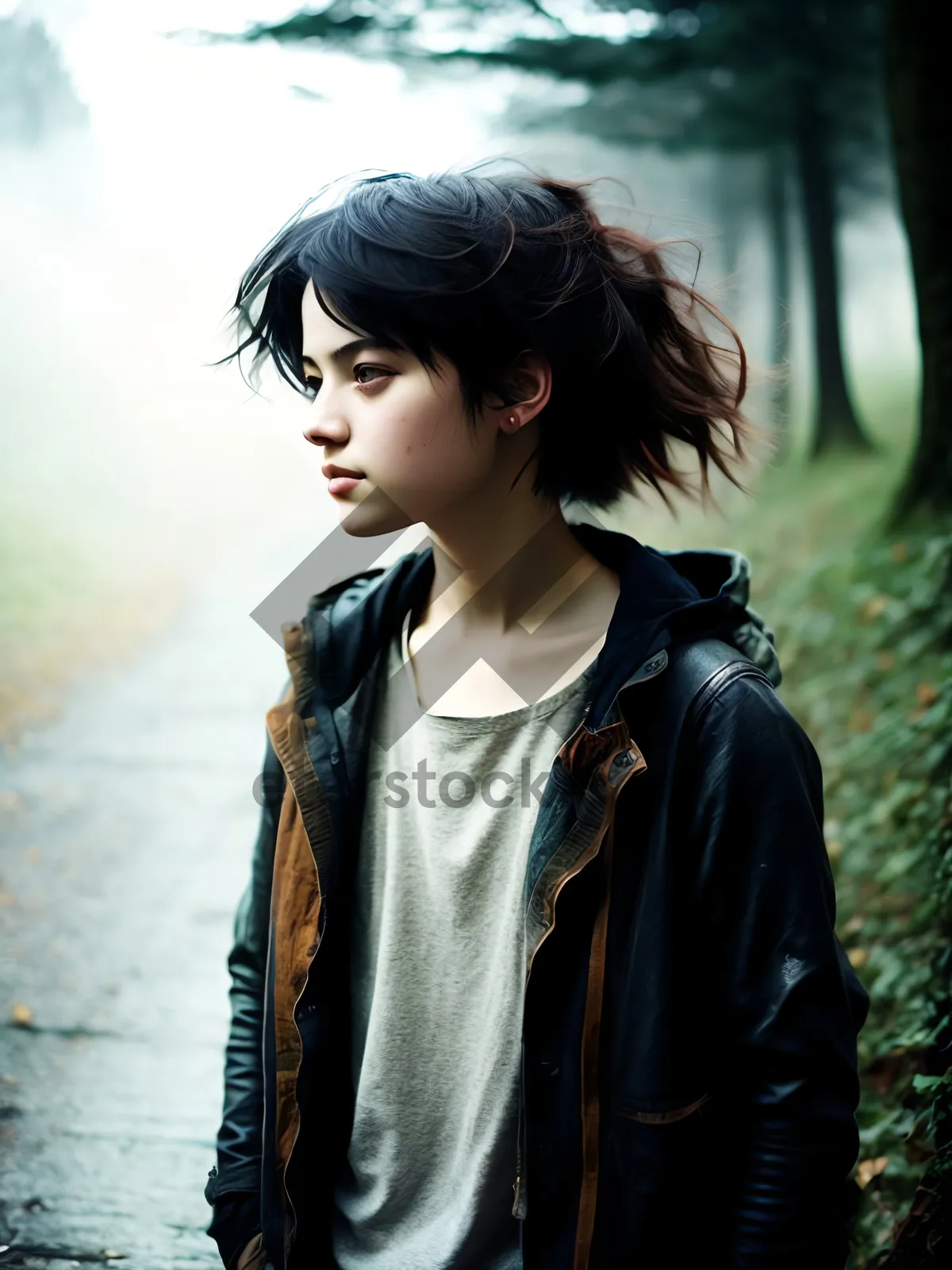 Picture of Happy Smiling Brunette Fashion Model with Attractive Expression