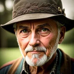 Happy senior man with white beard and mustache