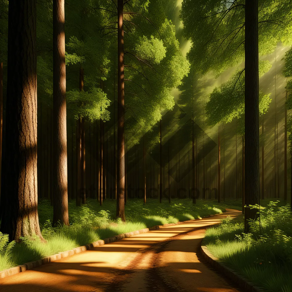 Picture of Serene Summer Scenery: Woods and Sunlight