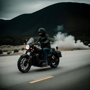 Speedy Motorcycle on Open Road