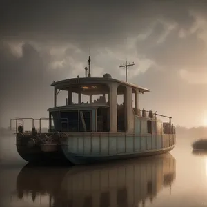 Harbor Transport: Towering Tugboat at Sea