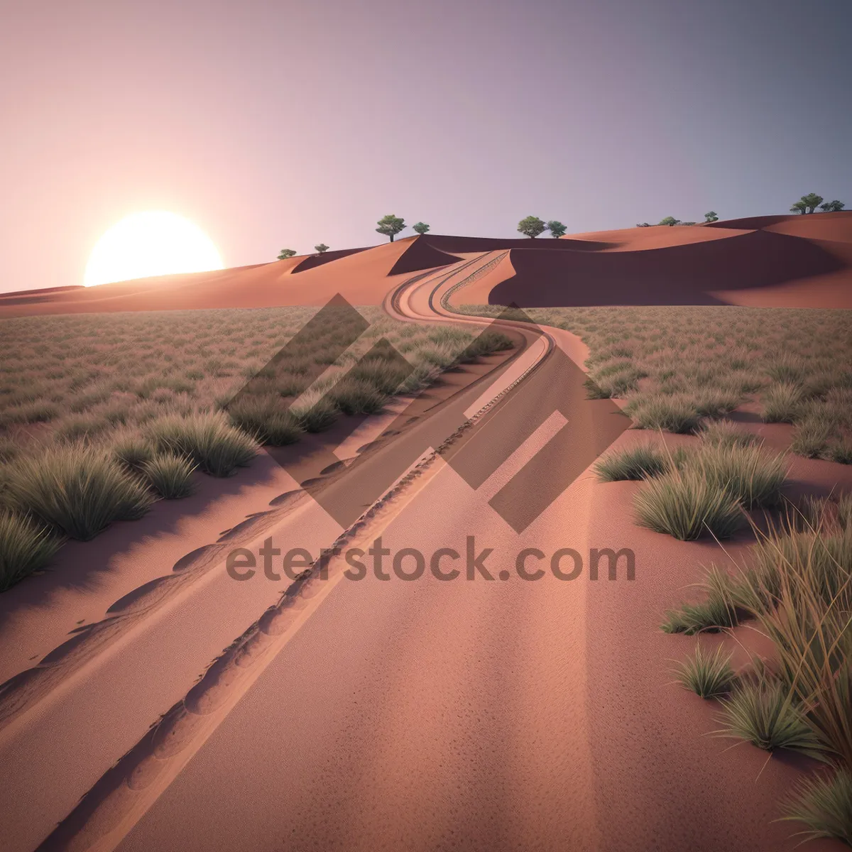 Picture of Sunny Desert Dunes Landscape on a Summer Evening