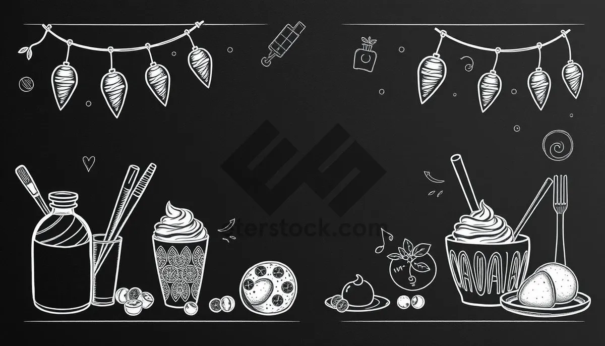 Picture of Black art and design elements icon set frame.