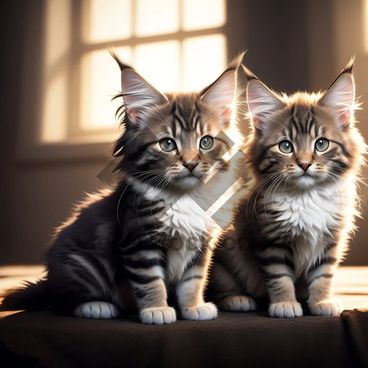 Picture of Adorable Fluffy Tabby Kitten with Playful Curiosity