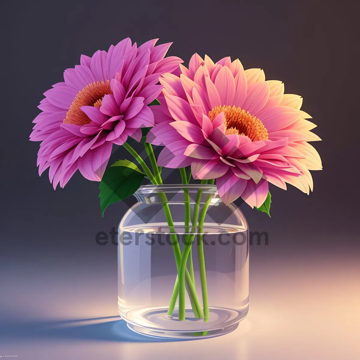 Picture of Colorful Summer Floral Bouquet in Pink Vase