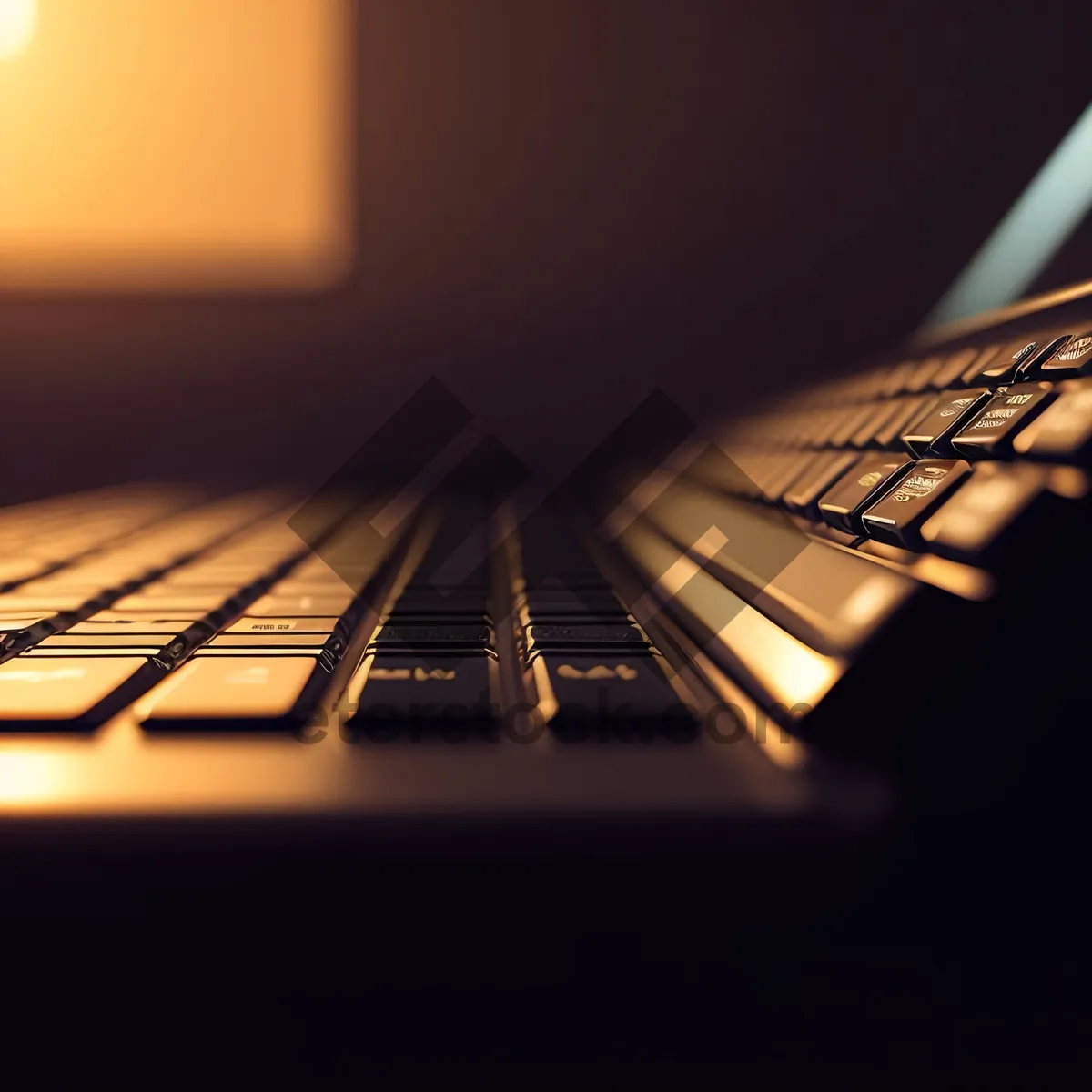 Picture of Modern laptop keyboard with black keys for data input