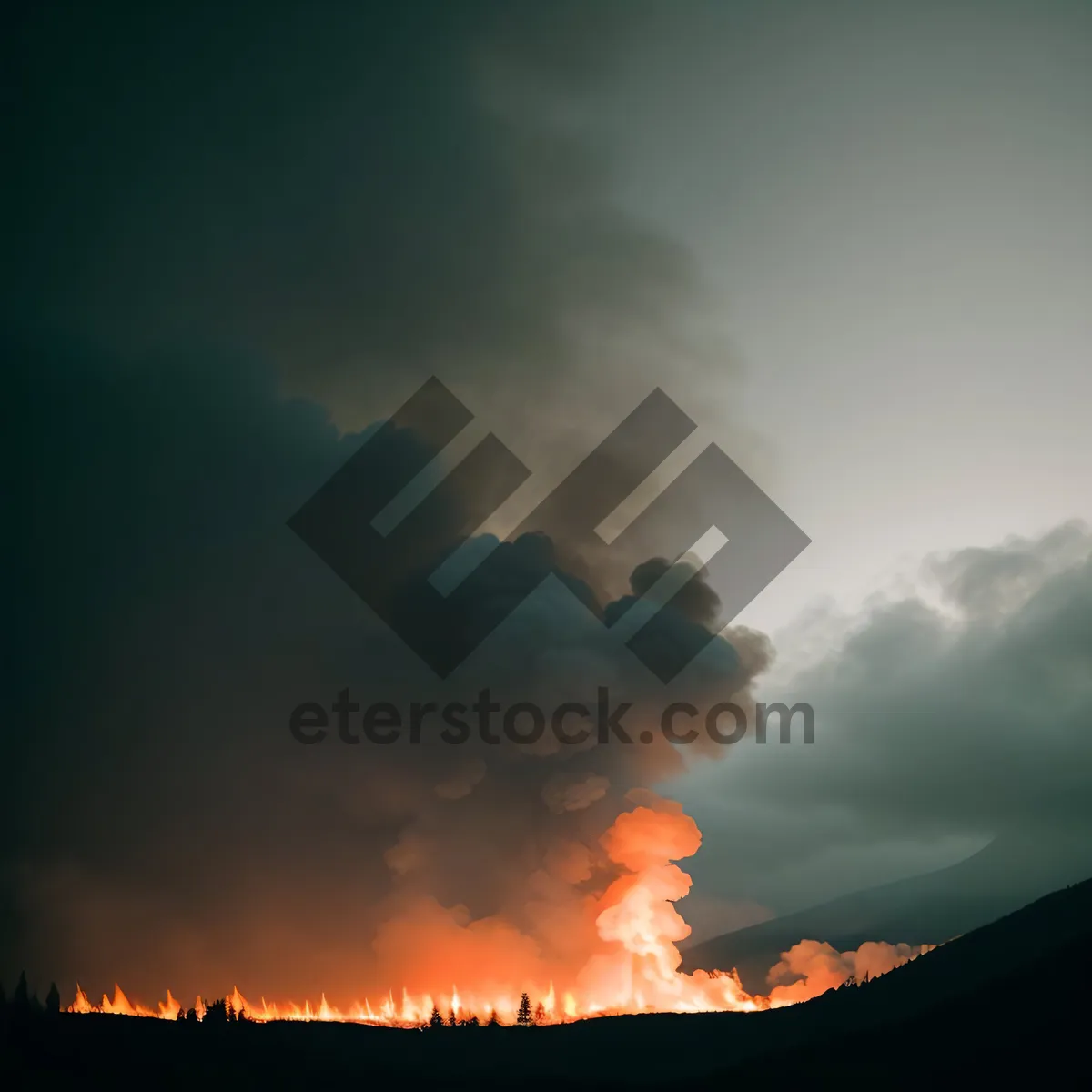 Picture of Fiery Sunset Over Majestic Volcano