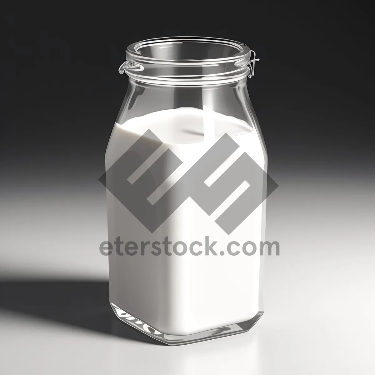 Picture of Transparent Glass Milk Bottle: Healthy Dairy Drink