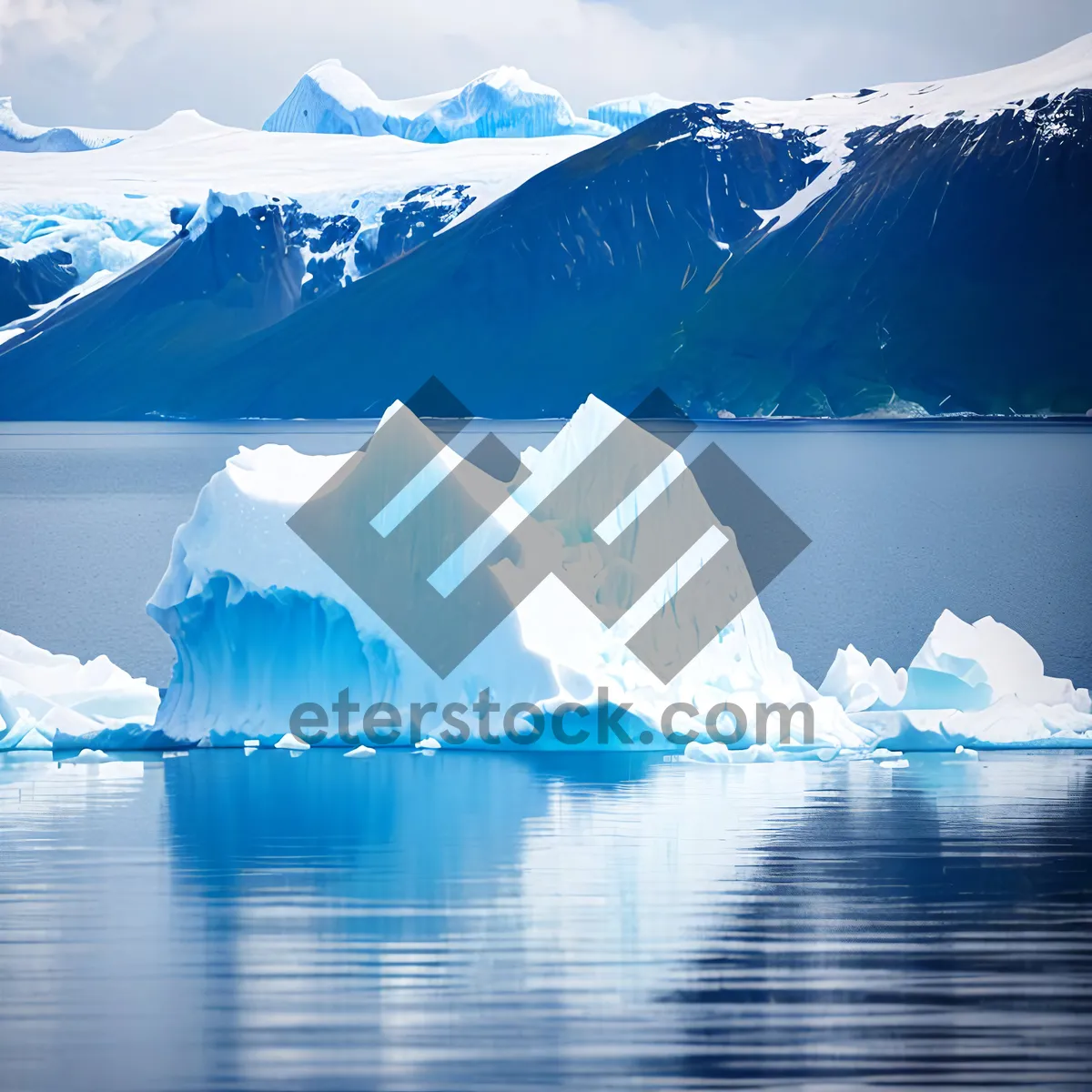 Picture of Serene Arctic Glacier Reflecting Majestic Mountains