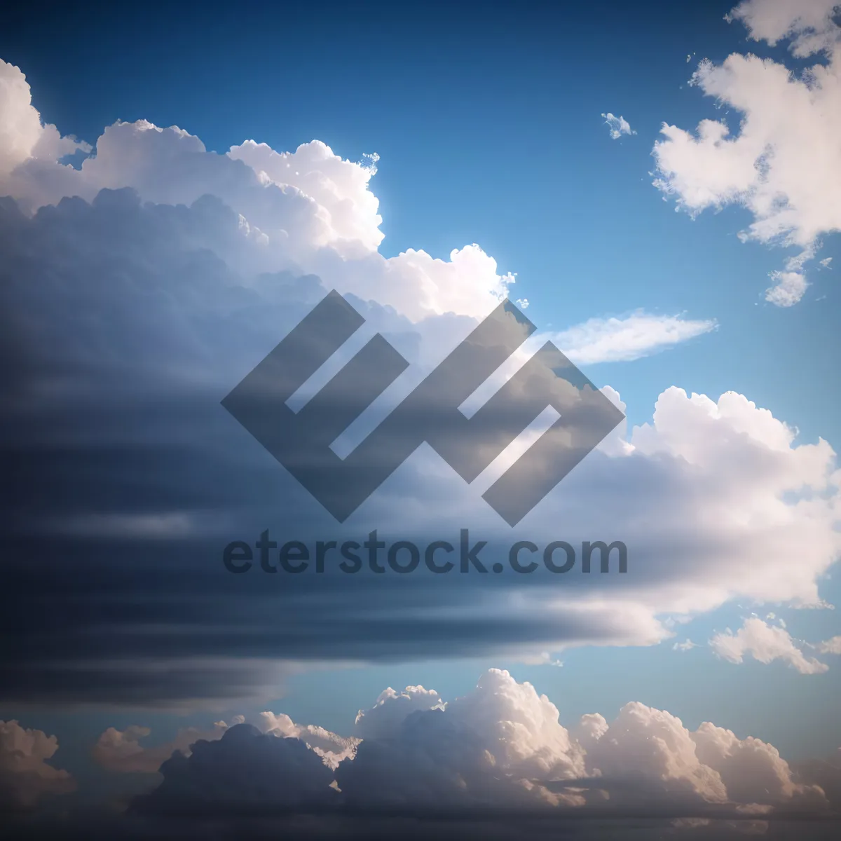 Picture of Vibrant Summer Sky with Fluffy Clouds