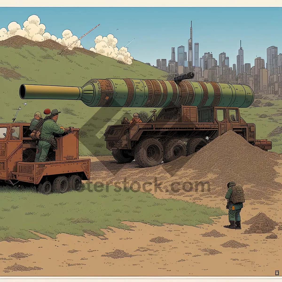 Picture of Armored Military Tank on Skyline